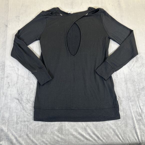 Athleta Pullover Sweater Women's X-Small Black Long Sleeve Criss Cross Open Back - Picture 7 of 7